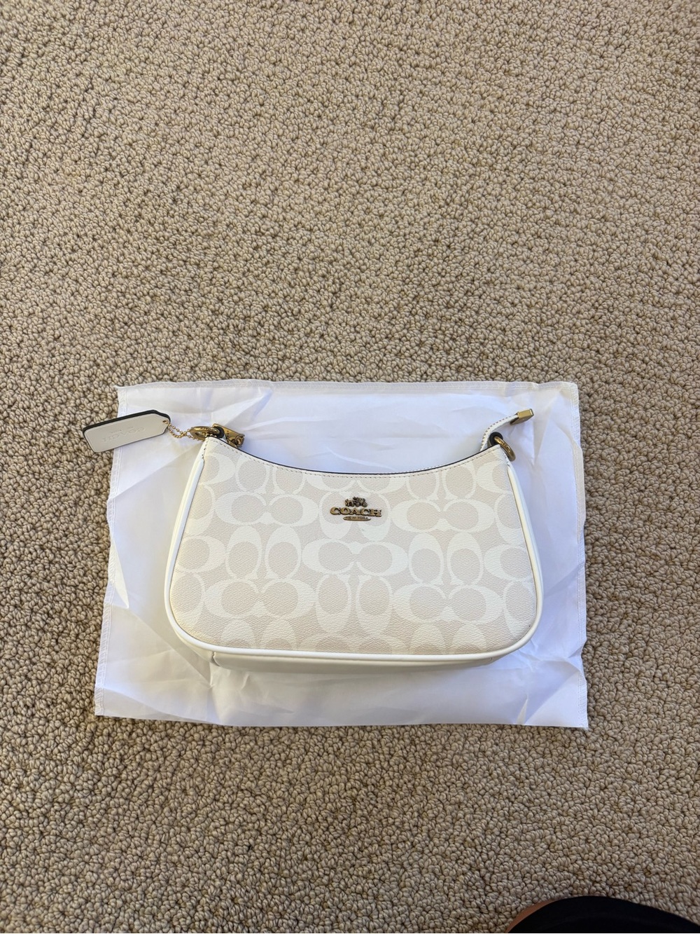 Coach Cream Signature Jacquard Shoulder Bag